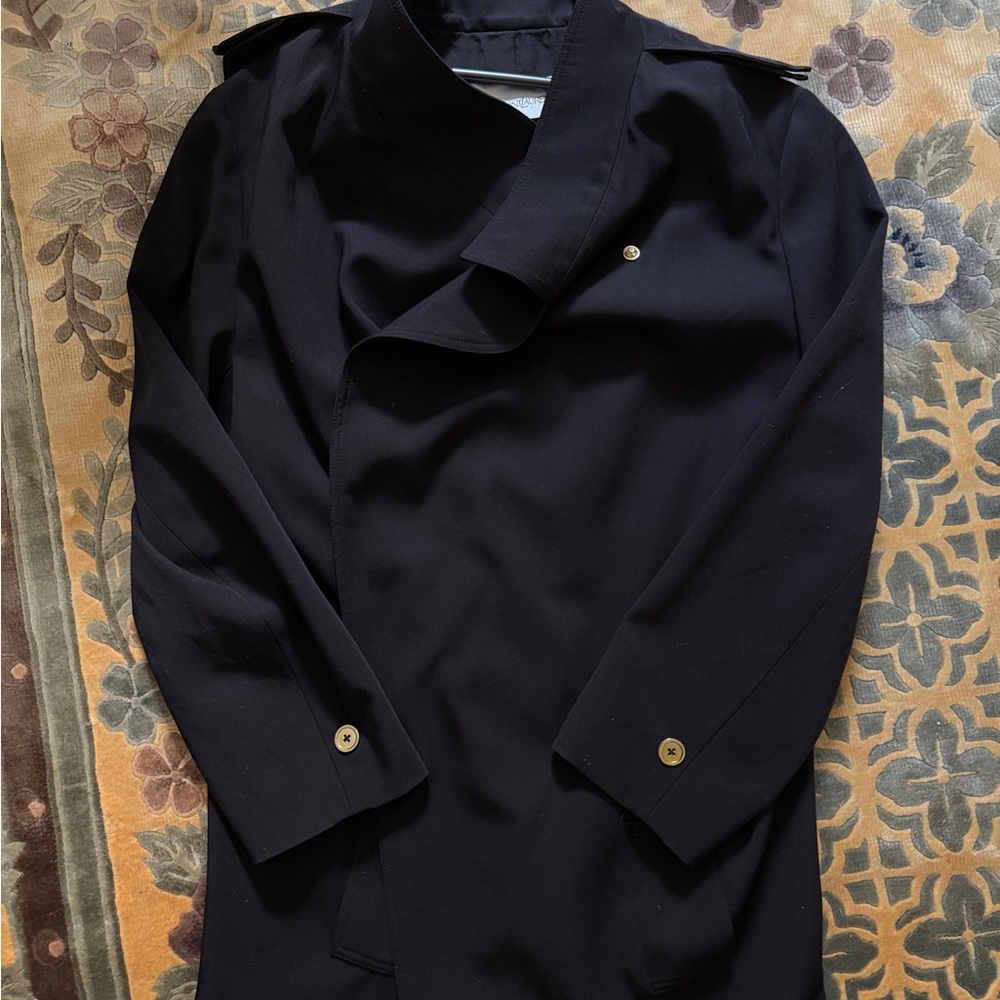 Yves Saint Laurent Women’s Black Trench Coat with Classic Lapel and Gold Buttons
